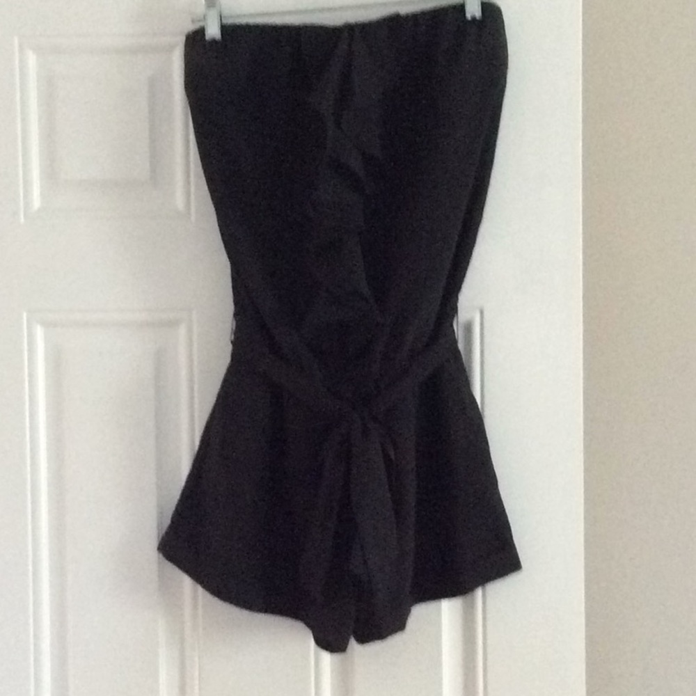Black strapless romper